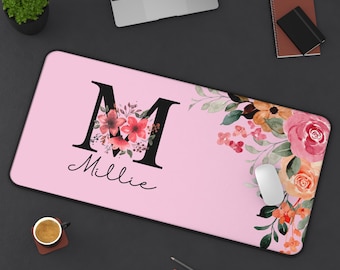 Custom Letter Desk Mat, Personalized Initial Desk Mat, Monogram Desk Mat, Elegant Office Decor, Desk Mat Gift, Office Work Gift
