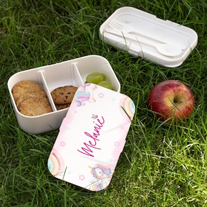 Personalized Unicorn Bento Lunch Box for Kids, Customizable Meal Container, Kawaii Lunch Organizer, School Supplies, Perfect Gift for Kids