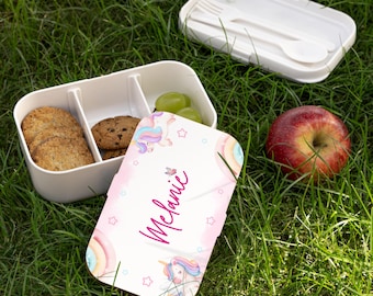 Personalized Unicorn Bento Lunch Box for Kids, Customizable Meal Container, Kawaii Lunch Organizer, School Supplies, Perfect Gift for Kids
