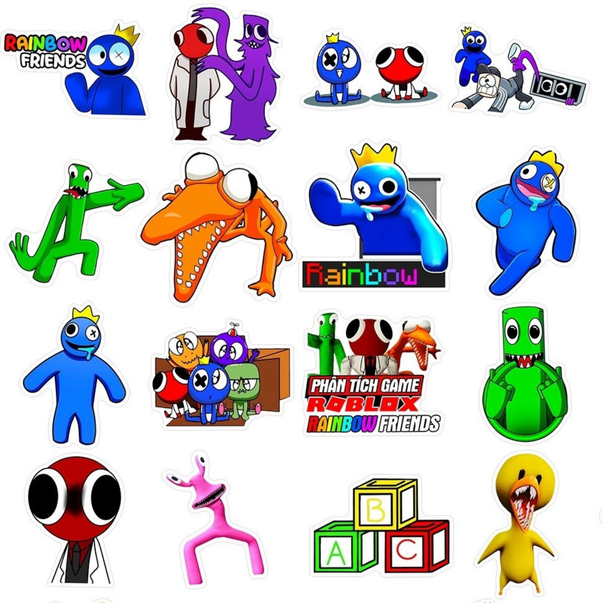 Rainbow Friends Blue Crown Drool Roblox Game Fun Adventure Decal Sticker 🌈