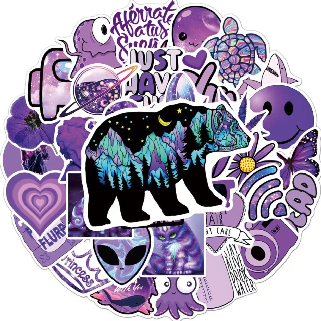 50PCS Cute Cartoon Purple INS Style Girl Graffiti Stickers Aesthetic ...