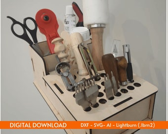 Leather Craft Tool Rack Box SVG DXF Ai Lightburn .lbrn2 3 MM Plywood ...