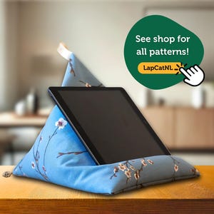 Tablet Pillow Almond Blossom, iPad holder, book stand, e-reader beanbag, Kindle stand, reading accessory, ergonomic lap cushion, gift