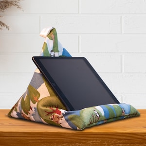 Tablet Pillow Winter Animals, iPad holder, book stand, e-reader beanbag, Kindle stand, reading accessory, ergonomic lap cushion, gift