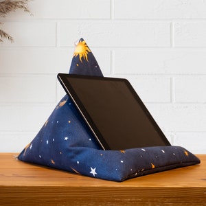 Tablet Pillow Sun-Moon-Star, iPad holder, book stand, e-reader beanbag, Kindle stand, reading accessory, ergonomic lap cushion, gift
