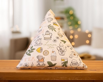 Tablet Pillow with High Tea design, ergonomic book support, reading cushion, iPad stand, e-reader beanbag, Kindle holder, gift for readers