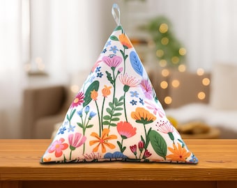 Tablet Pillow with Colorful Flowers, ergonomic book support, reading cushion, iPad stand, e-reader beanbag, Kindle holder, gift for readers
