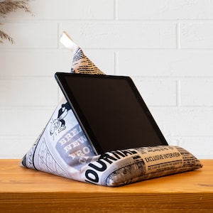 Tablet Pillow Newspapers, iPad holder, book stand, e-reader beanbag, Kindle stand, reading accessory, ergonomic lap cushion, gift