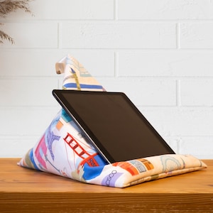 Tablet Pillow Big Cities, iPad holder, book stand, e-reader beanbag, Kindle stand, reading accessory, ergonomic lap cushion, gift