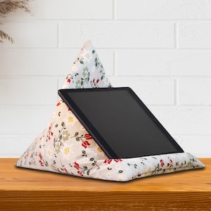 Tablet Pillow Edelweiss, iPad holder, book stand, e-reader beanbag, Kindle stand, reading accessory, ergonomic lap cushion, gift