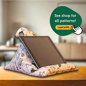 Tablet Pillow High Tea, iPad holder, book stand, e-reader beanbag, Kindle stand, reading accessory, ergonomic lap cushion, gift