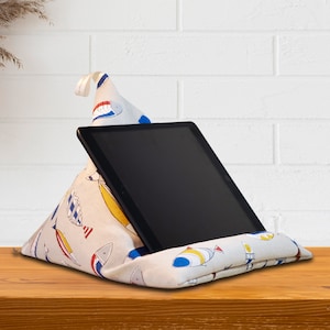 Tablet Pillow Colored Fish, iPad holder, book stand, e-reader beanbag, Kindle stand, reading accessory, ergonomic lap cushion, gift