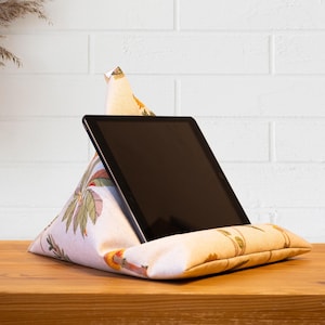 Tablet Pillow Autumn Leaves, iPad holder, book stand, e-reader beanbag, Kindle stand, reading accessory, ergonomic lap cushion, gift