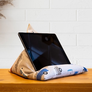 Tablet Pillow Volkswagen, iPad holder, book stand, e-reader beanbag, Kindle stand, reading accessory, ergonomic lap cushion, gift