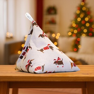 Tablet pillow, Christmas dogs design, reading cushion, iPad stand, phone holder, book support, e-reader beanbag, Kindle sack, ergonomic gift