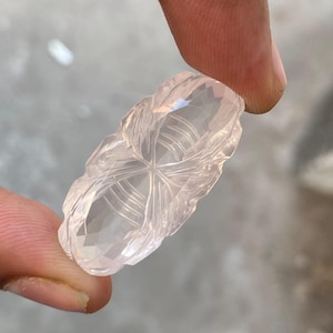 Natural Rose Quartz Carved Oval Shape Bee Carving , Hand Carved Gemstone , Loose Carving 36X15 MM Rose Quartz for jewelry Making