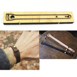 Molde de cuchillo para troquelado de pulsera, herramienta de punzón ahuecada de metal, patrón de 24 x 240 mm, artesanía de cuero DIY
