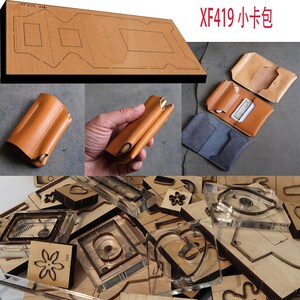 Nuovo stampo in legno con lama in acciaio giapponese, piccolo porta biglietti da visita, punzone per artigianato in pelle, utensile manuale, stampo per coltello da taglio XF419