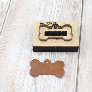 Nueva herramienta de troquelado de madera con hoja de acero japonesa, molde de troquelado para cuchillo con tarjeta de identificación de perro, con número antipérdida