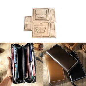 Cartera con cremallera larga para hombre, molde de corte para bolso, herramienta de punzón ahuecada de metal, hoja de hierro de 19 x 10 cm, artesanía de cuero DIY