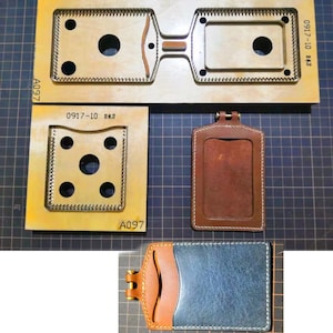 Porte-badge porte-cartes découpé en métal, perforateur creux, moule, ensemble d'outils à main 107x72 mm, bricolage, artisanat du cuir