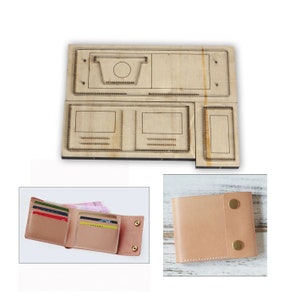 Molde de cuchillo para troquelado de billetera con tarjetero, herramienta de perforación ahuecada de metal, hoja de 11 x 9 x 2 cm, artesanía de cuero DIY