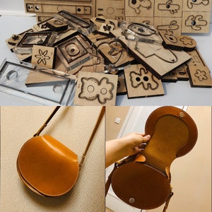 Japanischer Stahl Messerform Handleder Umhängetasche halbrund Hufeisen Taschenmesserform Handlederwerkzeug Messerform