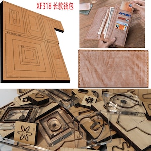 Nuovo stampo in legno con lama in acciaio giapponese, stile lungo, per borse, portafogli, pelle, utensile manuale, coltello da taglio, stampo XF318