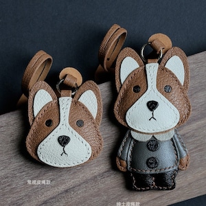Petit pendentif de sac fait maison chien corgi du zodiaque chaîne de clés de voiture tissée à la main bricolage sac en cuir fait main suspendu