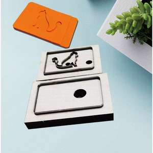 Coltello per borsa con carta di gatto stampo in pelle personalizzato a mano