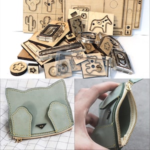 Moule de couteau japonais en acier fait main maroquinerie sac de carte de bande dessinée moule de couteau de poche portefeuille outil de couteau en cuir fait main