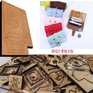 Nuovo Giappone Lama in acciaio Matrice in legno Borsa per carte di cambio Punzone artigianale in pelle Strumento manuale Coltello da taglio Stampo XF421