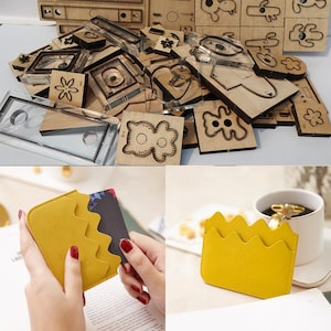 Couteau japonais en acier moule à main en cuir bricolage carte sac ensemble de cartes zéro portefeuille couteau moule main en cuir outil couteau moule
