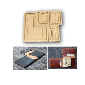 Molde de faca de corte para carteira de bolsa de moedas pequena dobrada, conjunto de ferramentas de perfuração manual, couro faça você mesmo
