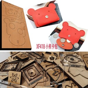 Nuovo stampo in legno con lama in acciaio giapponese, porta biglietti da visita con orso, punzone per artigianato in pelle, utensile manuale, stampo per coltello da taglio XF418, utensili per la pelle