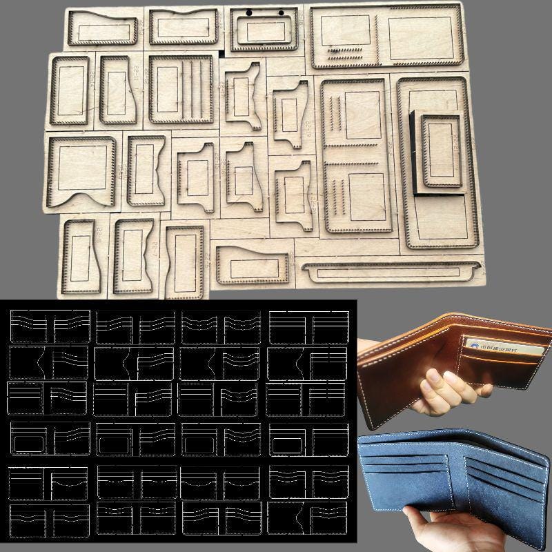 Pssopp Ensemble De Matrices De Poinçonnage En Cuir, Matrices De Découpe En Bois, Moule De Découpe Creux En Cuir Pour La Fabrication D'organisateur De Stockage D'écouteurs (Grand