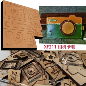 Nuovo stampo in legno con lama in acciaio giapponese, forma di macchina fotografica, confezione di carte, portafoglio, artigianato in pelle, utensile manuale, coltello da taglio, stampo XF211