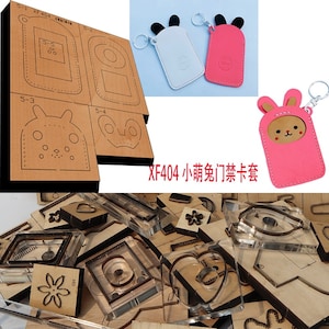 Nuovo stampo in legno con lama in acciaio giapponese, piccolo set di carte di controllo degli accessi a forma di coniglietto, punzone per artigianato in pelle, utensile manuale, coltello da taglio, stampo XF404