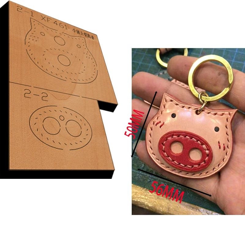 New Japan Steel Blade Wooden Die Pig Key Holder Leather Craft