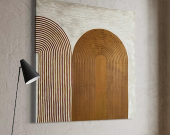 Pure Beige 3D strukturierte Wand Kunst Beige weiße Leinwand Wand Kunst Große Beige Ölgemälde für Wohnzimmer Beige 3D Textur Wandkunst Neutral Kunst