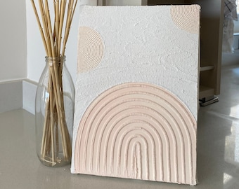 Beige Boho strukturierte Wandkunst, Gipswandkunst, strukturierte Kunst-Leinwand, strukturierte Malerei, Boho Wohndekor, Boho-Wand-Dekor, Leinwand-Wandkunst