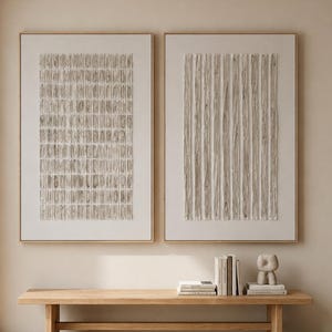 Textured Plaster Canvas Set – Minimalist Wabi Sabi Japandi 3D Painting Above Bed Decor