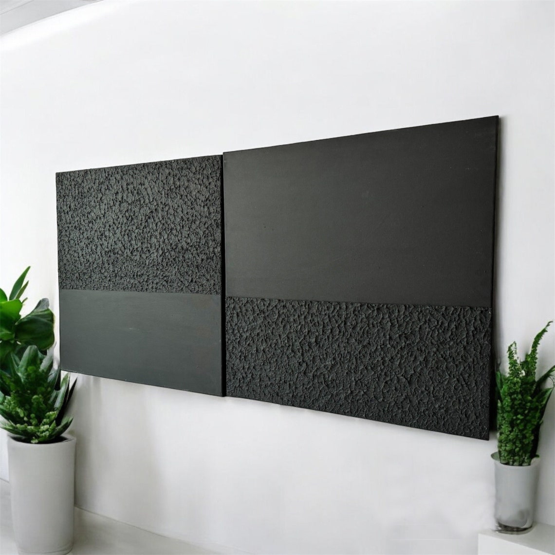 Black Wabi Sabi 3D Textured Wall Art, Minimalist Abstract Painting ...
