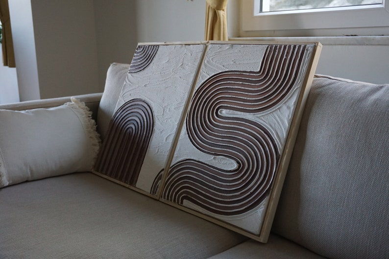 Plaster Wall Art, Abstract Wall Art, Boho Home Decor, Boho Wall Decor, Textured Wall Art,Mid Century Wall Art,  Spackle Wall Art, Canvas Wall Art, Textured Painting
