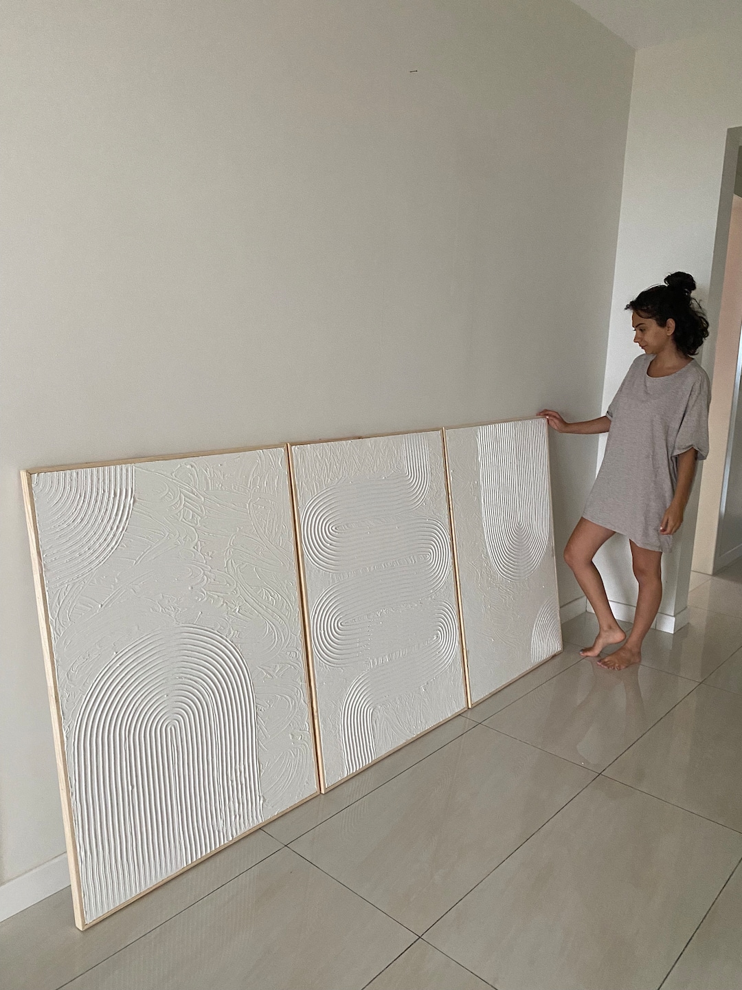 White Textured Wall Art - Modern Minimalist Japandi Wabi-sabi