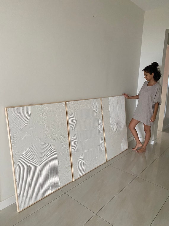 White Textured Wall Art - Modern Minimalist Japandi Wabi-sabi