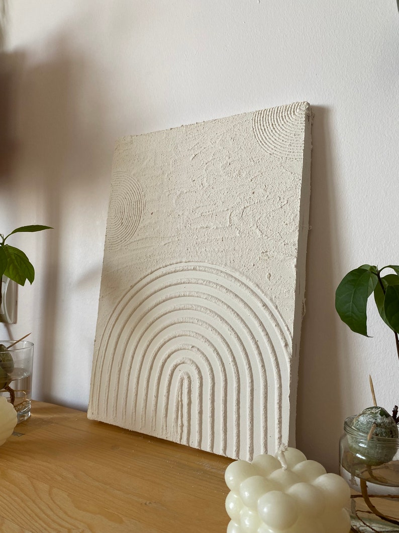 Textured Painting Boho Textured Wall Art Plaster Wall Art Etsy