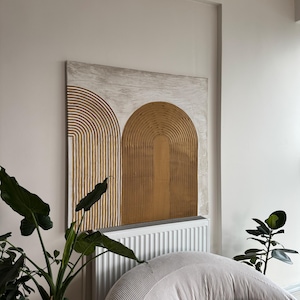 Pure Beige 3D Textured Wall Art Beige White Canvas Wall Art Large Beige Oil Painting For Livingroom Beige 3D Texture Wall Art Neutral Art