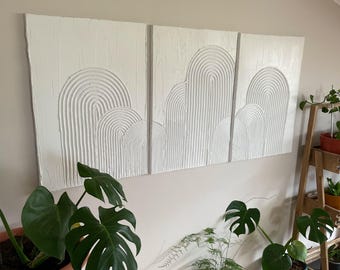 Arte de pared texturizado minimalista bohemio, elegante pintura de yeso, decoración única para sala de estar, dormitorio o espacios modernos.