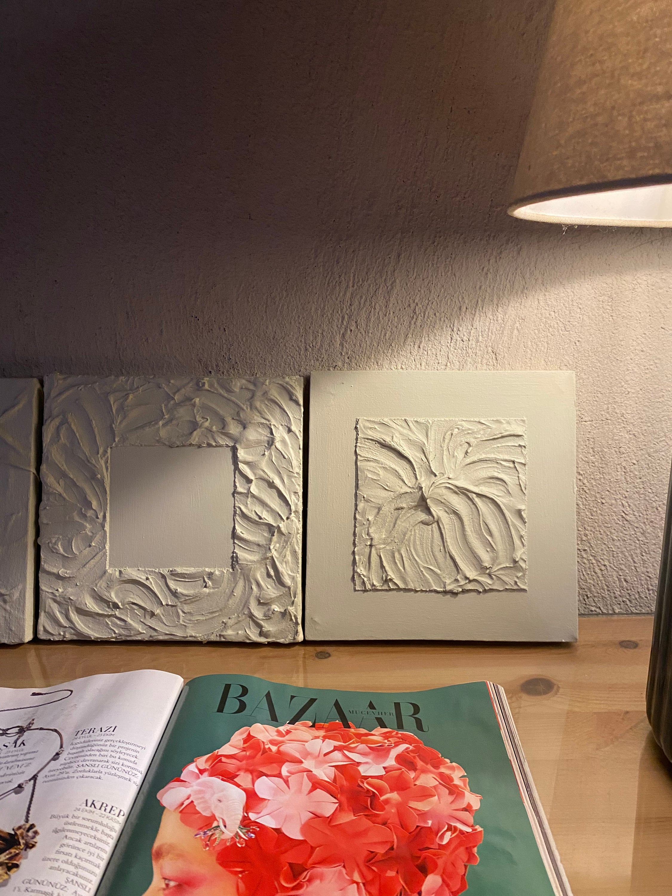 Textured Wall Art Set of 3, Plaster Wall Art, Mid Century Wall Artt ...